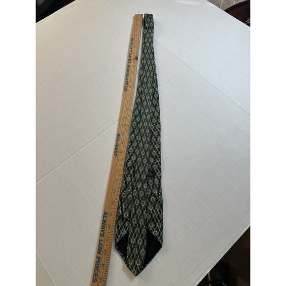 Paolo by Paolo Gucci Men's Neck Tie Green/Gold Geometric Italy 100% Silk Preppy - Picture 11 of 15
